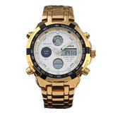 Quamer Dual Time Watch - Gold