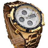 Quamer Dual Time Watch - Gold