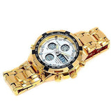Quamer Dual Time Watch - Gold