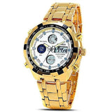 Quamer Dual Time Watch - Gold